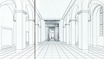 Drawing : Kalabsha gate in the (planned ) location in the Pergamon Museum