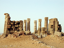 The Amun Temple- view of the reerected columns in the hypostyle