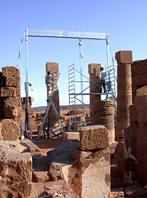 Work in the hypostyle: reerecting columns
