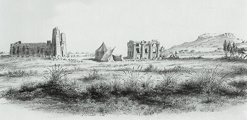Lion Temple and "Kiosk" - view in 1844 - according to Lepsius